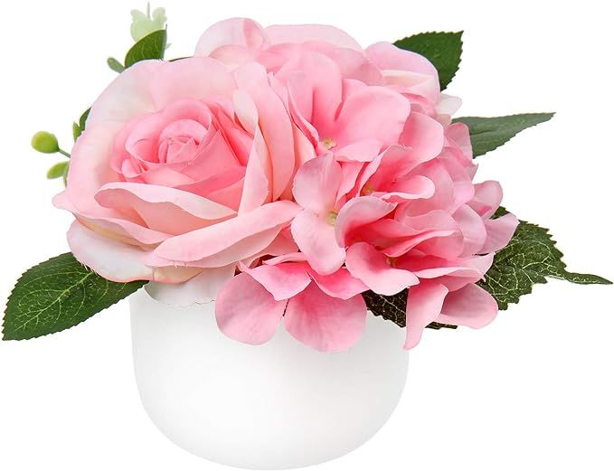 Artificial Flowers in Pot Faux Potted Flowers Artificial Flower Arrangements in Vase Pot for Home... | Amazon (US)