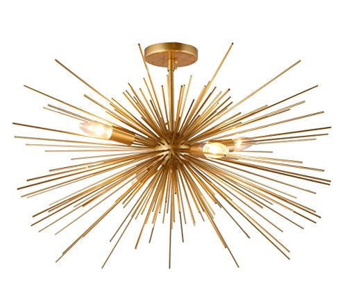 27 Inch Astra Sputnik Semi Flush Mount Lamp Gold Spike Starburst Light Mid Century | Amazon (US)