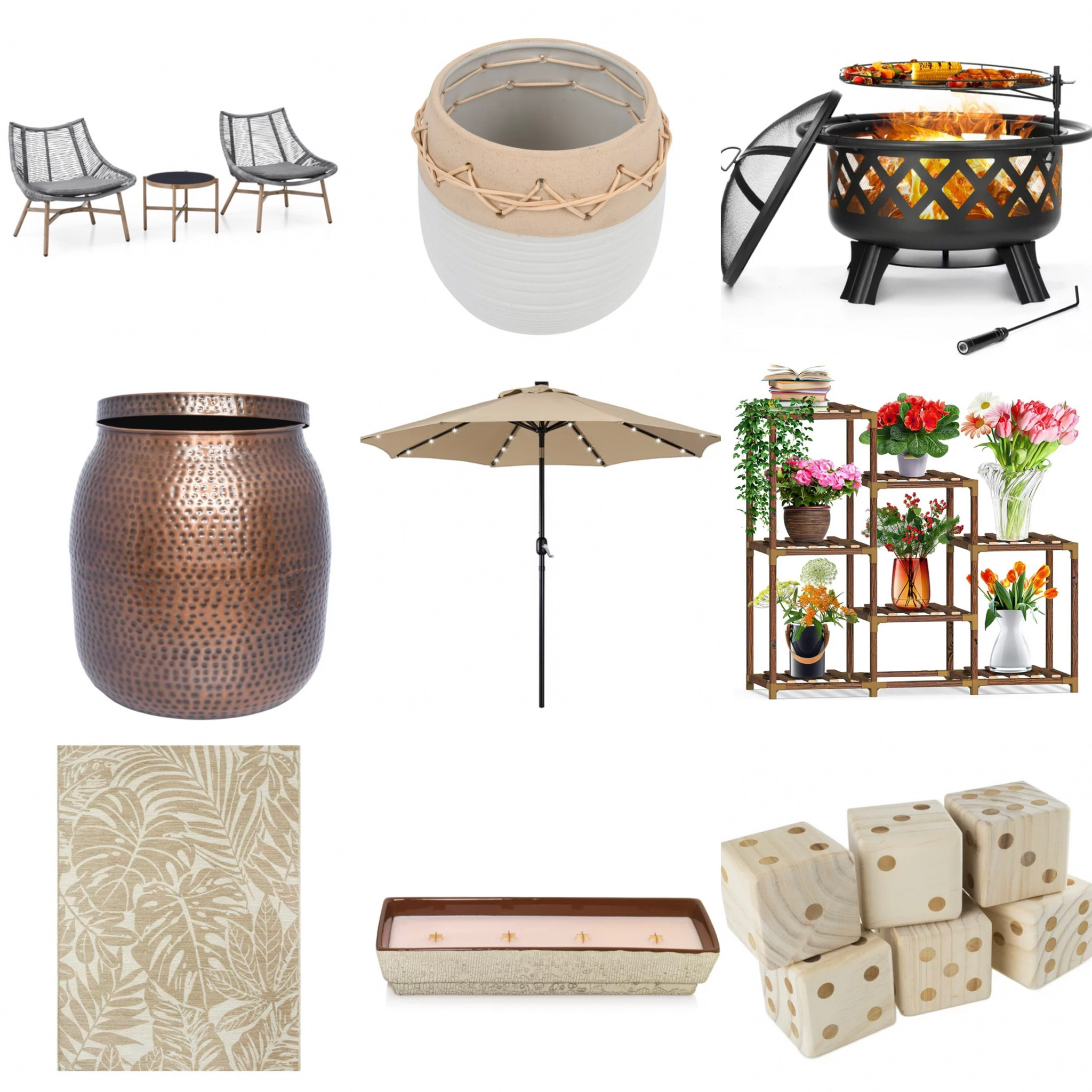 Walmart
Outdoor
Patio
Balcony
Backyard
Furniture
Patio Furniture
Home
Apartment
Pool
Chairs
Planters
Fire pit
Plants
Umbrella
Shade
Game
Dice
Kids
Family
BBQ
Grill
Candle
Rug
Gift
Housewarming
Party
Memorial Day
4th of July
Summer
Spring
Affordable

#LTKhome #LTKfamily #LTKGiftGuide