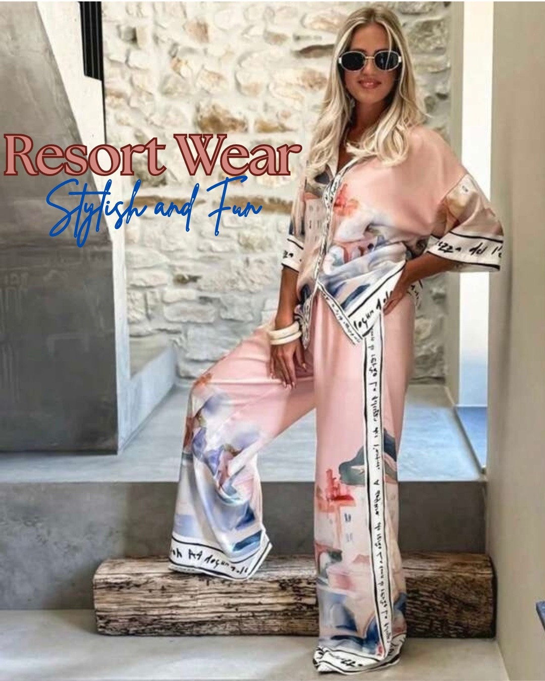 What to wear on a hot getaway? Have fun and be whimsical in a silky 2-piece patterned pant suit! Oh so delightful!

#LTKtravel #LTKstyletip #LTKover50style