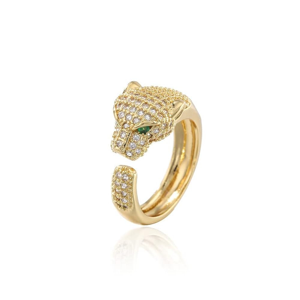 18k Gold Plated Panther Rings - Elegant CZ Cubic Zirconia Adjustable Women's Gold Rings | Amazon (US)