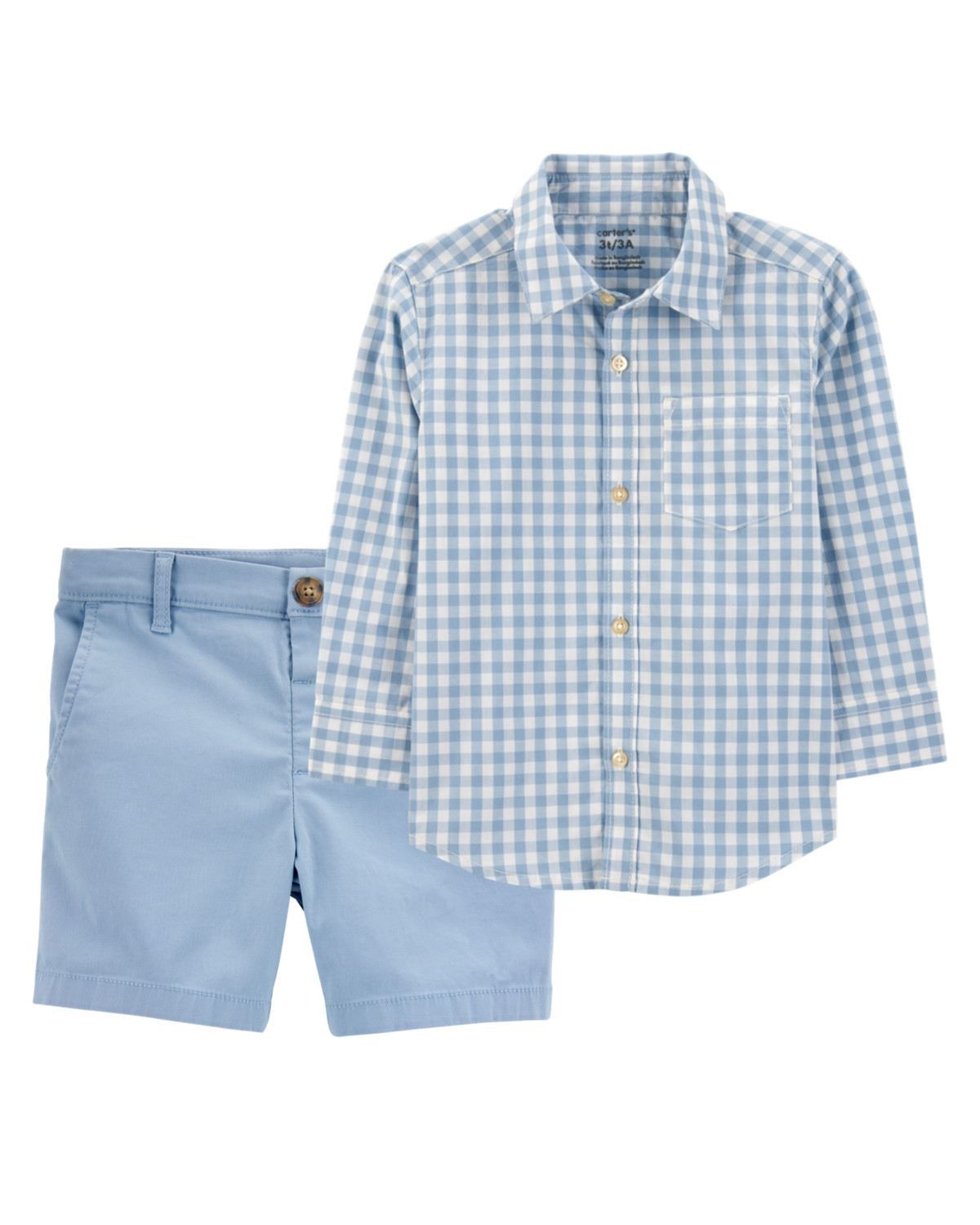 Toddler 2-Piece Plaid Button-Down Shirt & Chino Shorts Outfit Set | Carter's | Carter's Inc