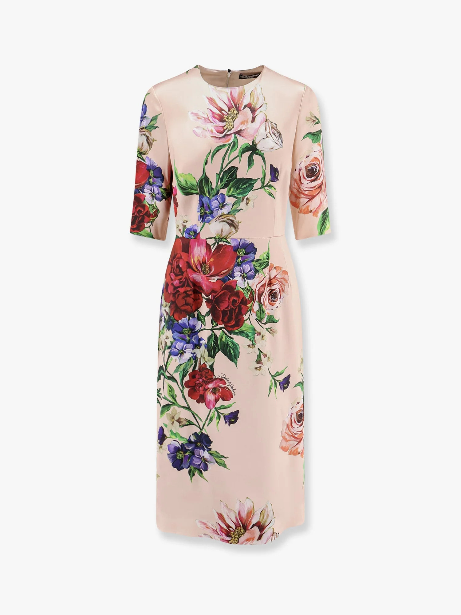 Satin dress with iconic floral print - DOLCE & GABBANA - gender_Woman | Nugnes 1920