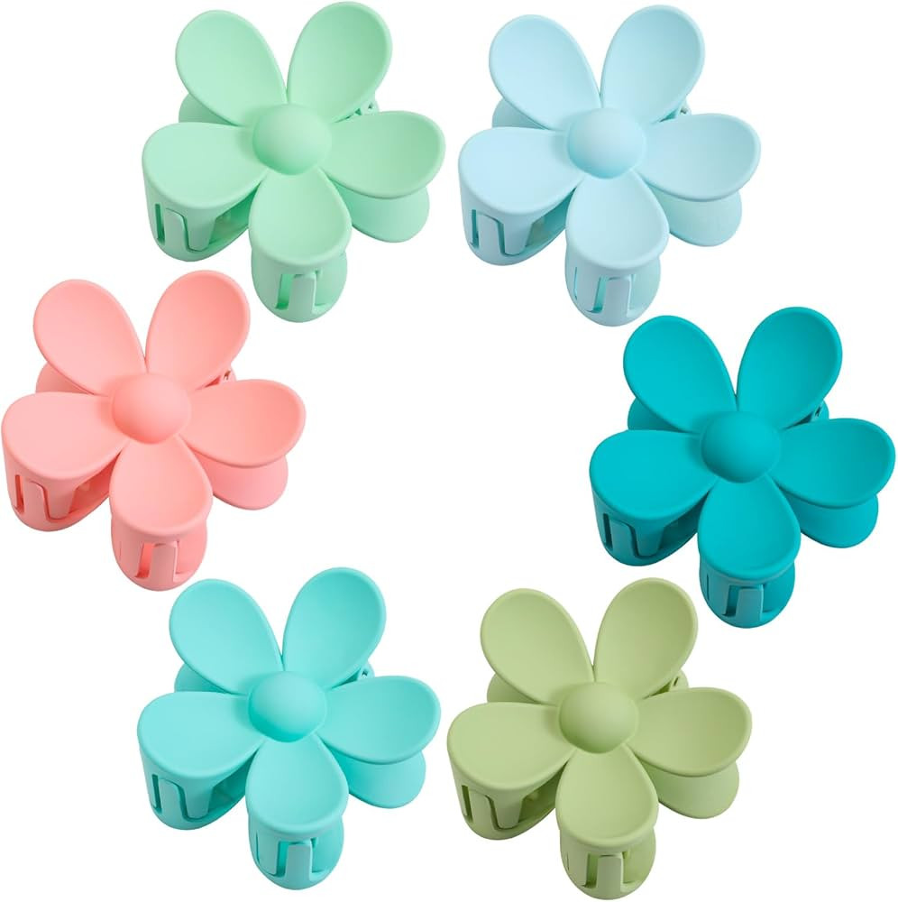 6 Pack Flower Hair Clips, Claw Clips for Thick Thin Hair, Large Hair Clip for Women, 3 Inch Non S... | Amazon (US)