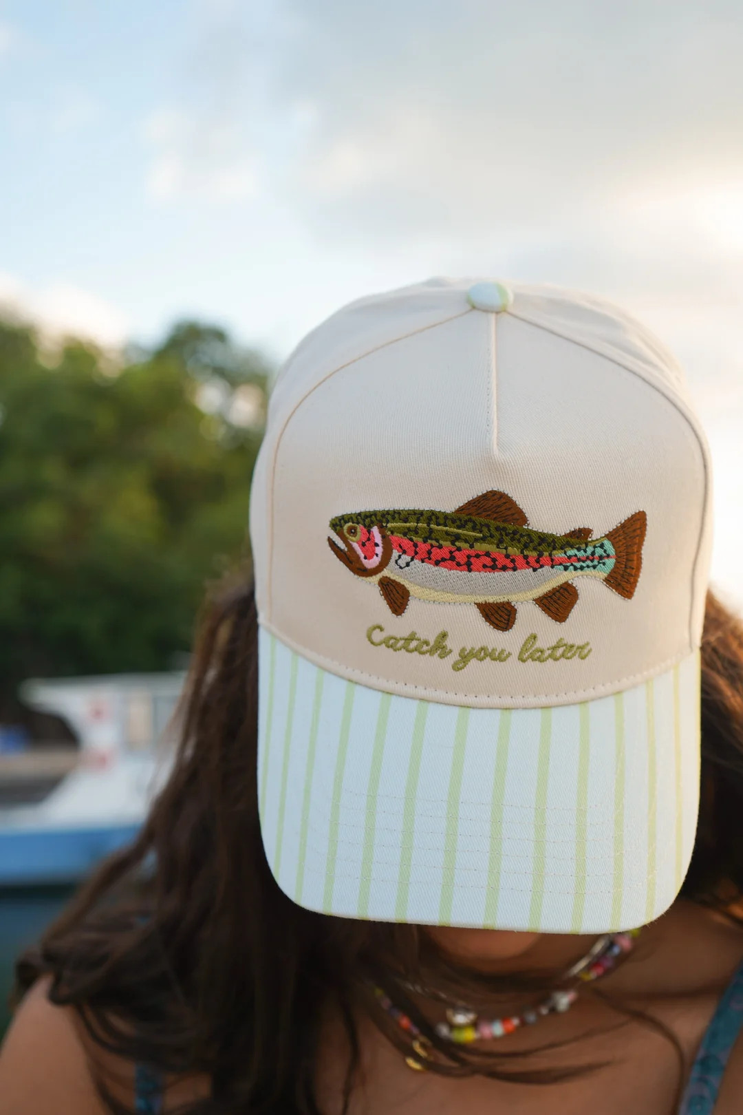 Catch You Later - Green Stripe Hat | KenzKustomz