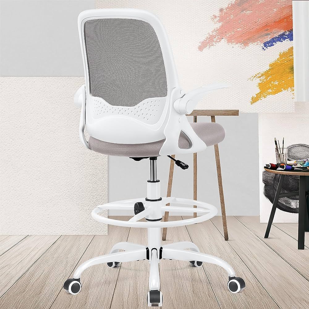 KERDOM Office Drafting Chair, Tall Office Desk Chair Adjustable Height and Footring, Ergonomic St... | Amazon (US)