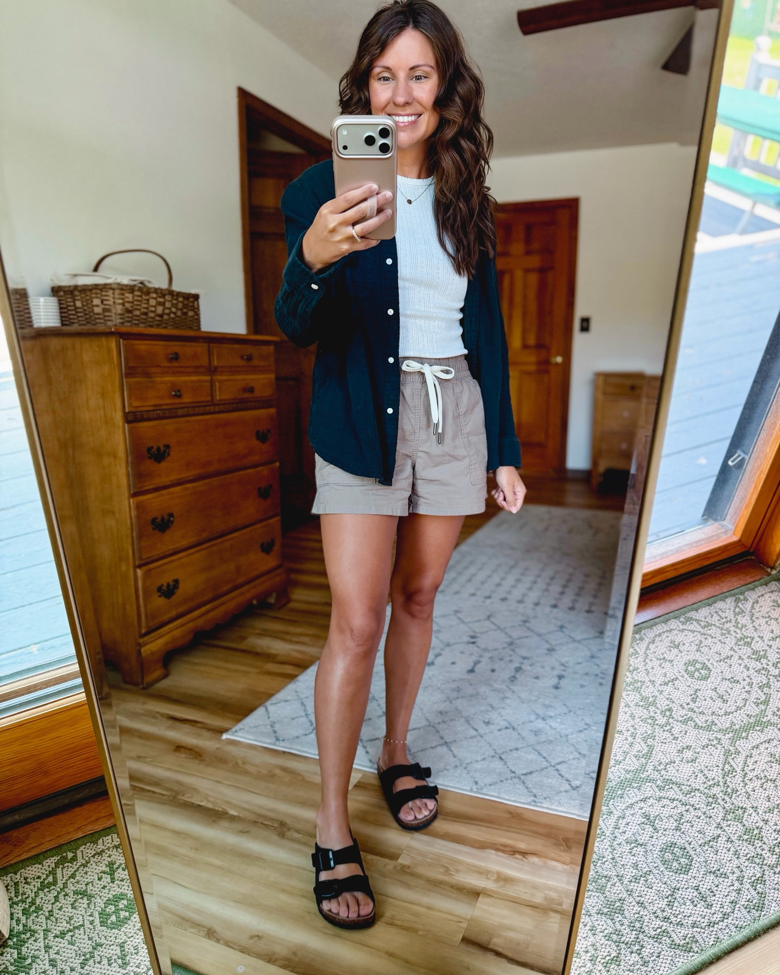 small in my pointelle tee, xs in my gauze cotton button up, xs in my ripstop shorts and 6 in my sandals.

#LTKPetite #LTKootd #LTKgrwm