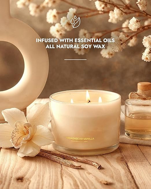 96NORTH Luxury Vanilla Soy Candles | Large 3 Wick Jar Candle | Up to 50 Hours Burning Time | 100%... | Amazon (US)