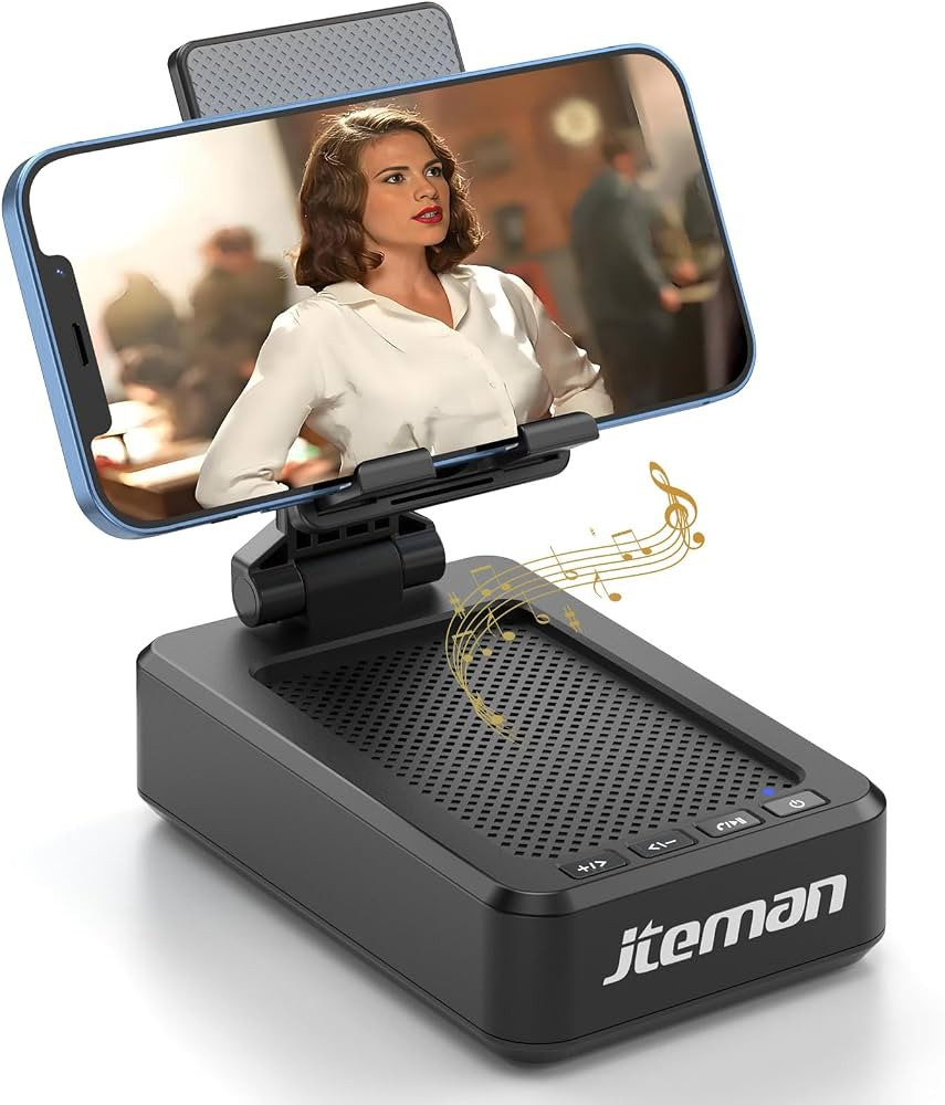 JTEMAN Cell Phone Stand with Bluetooth Speaker,Birthday Gifts for Men Women | Amazon (US)