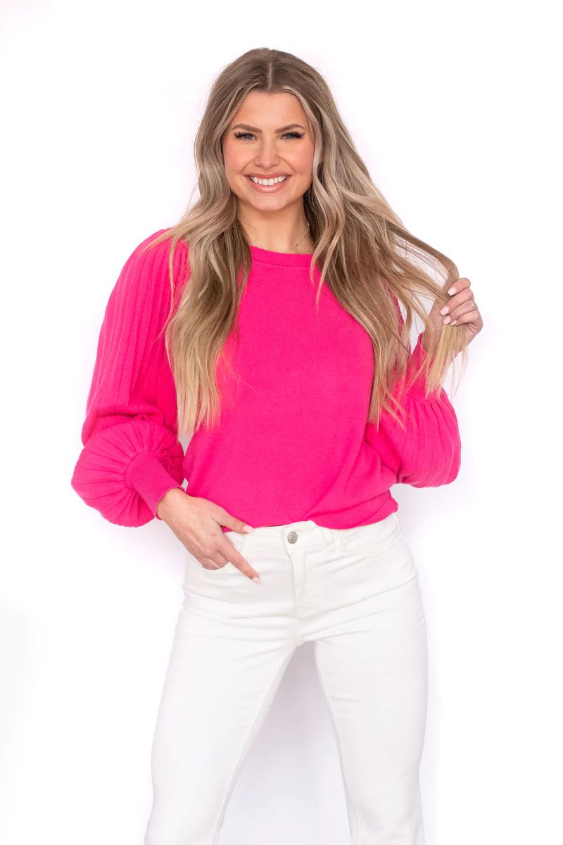 Stay Sassy Pleated Puff Sleeve Sweater | Apricot Lane Boutique