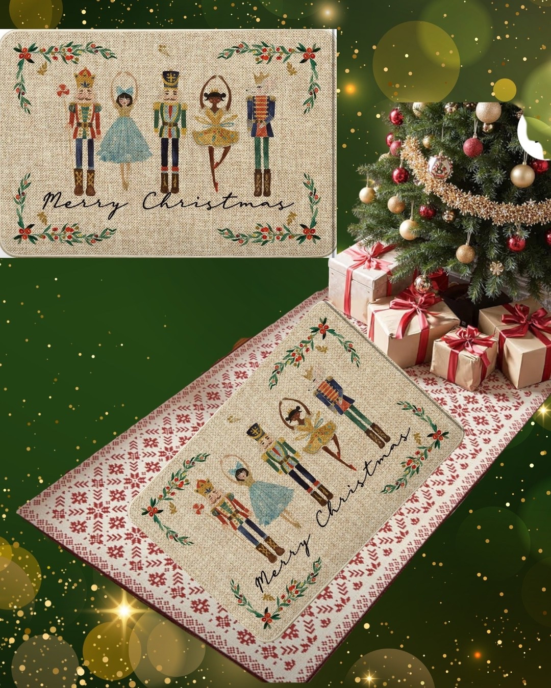 Christmas rugs. Christmas decor. I plan on putting this on my covered front porch. The large rug says indoor but it’s washable so I’m going to try it. #amazon #christmas #rug 

#LTKHoliday #LTKHome #LTKSeasonal