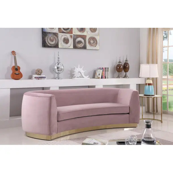 Breccan 91.5" Velvet Round Arm Curved Sofa | Wayfair Professional