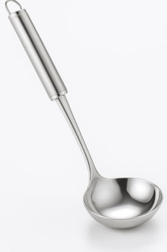 Soup Ladle, [Rustproof, Heat Resistance, Integral Forming] Resilient 304 Stainless Steel Soup Spoon with Vacuum Ergonomic Round Handle, Cooking Spoon for Kitchen (Height 12 inches) | Amazon (US)