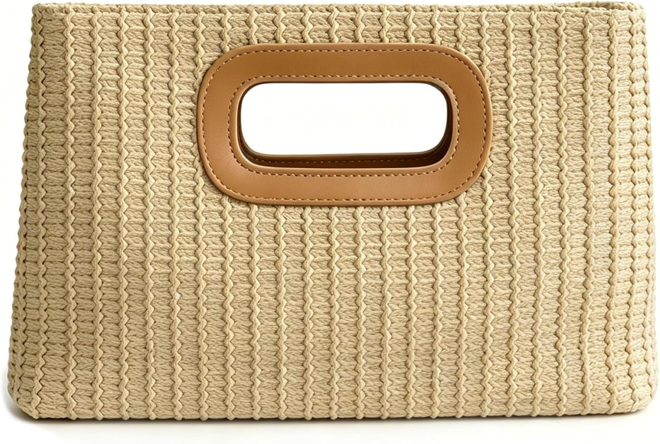 Straw Clutch Handbags for Women with Top Handle Shoulder Crossbody Summer Beach Bag Woven Straw Clutch Purses for Women | Amazon (US)