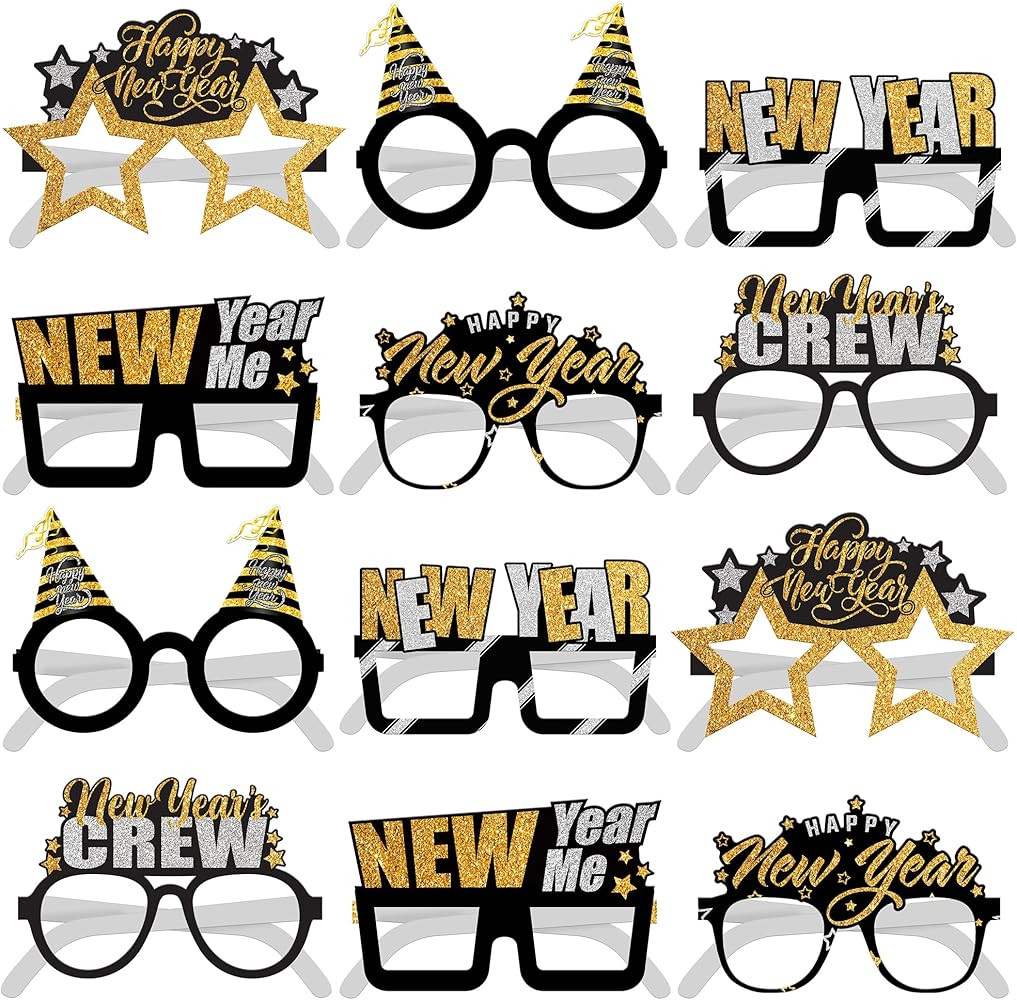 KatchOn, Happy New Years Eyeglasses - Pack of 12 | Shiny Happy New Years Eve Glasses, Happy New Y... | Amazon (US)