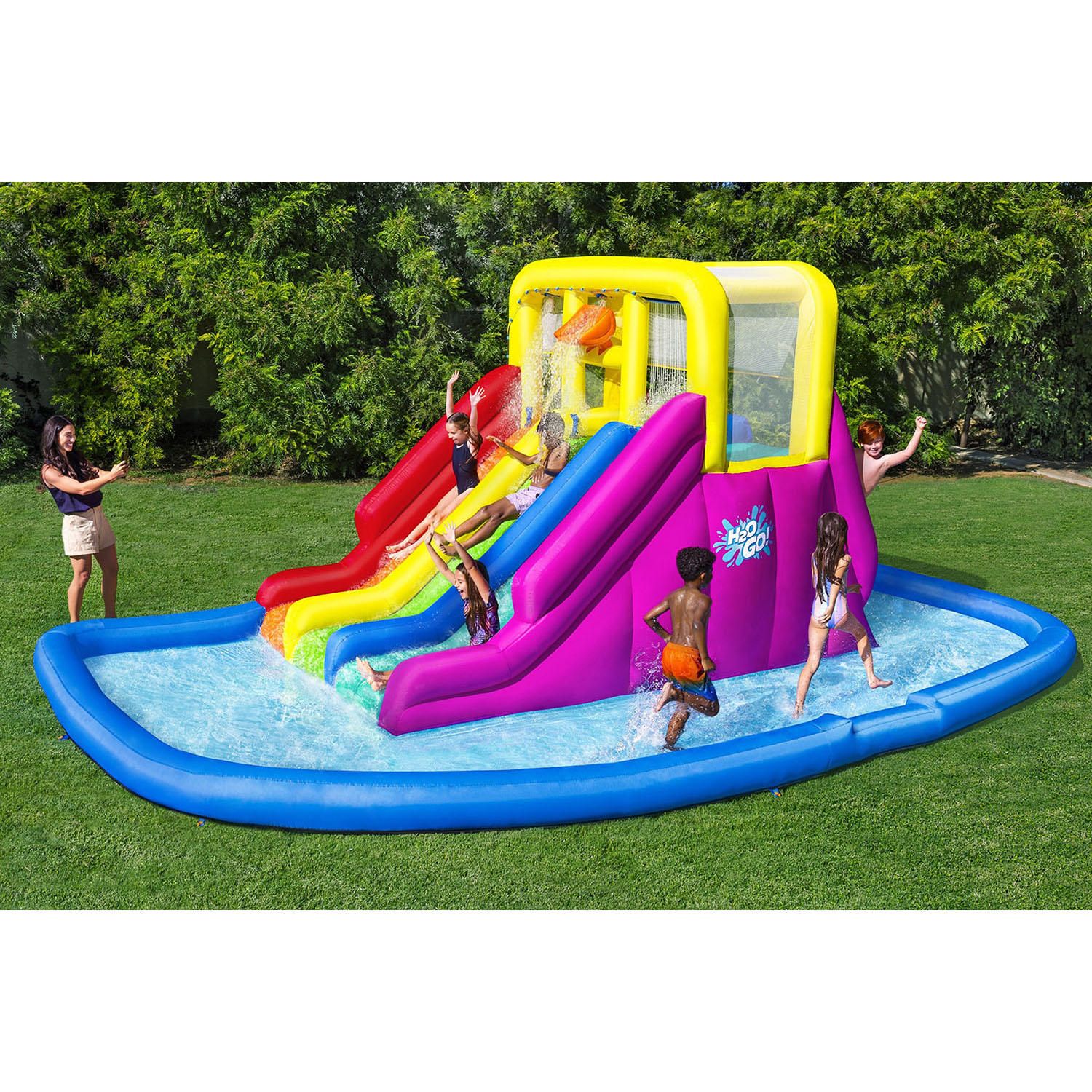 H2OGO! Triple Splash Kids Inflatable Water Park 22', Assorted Colors | Sam's Club