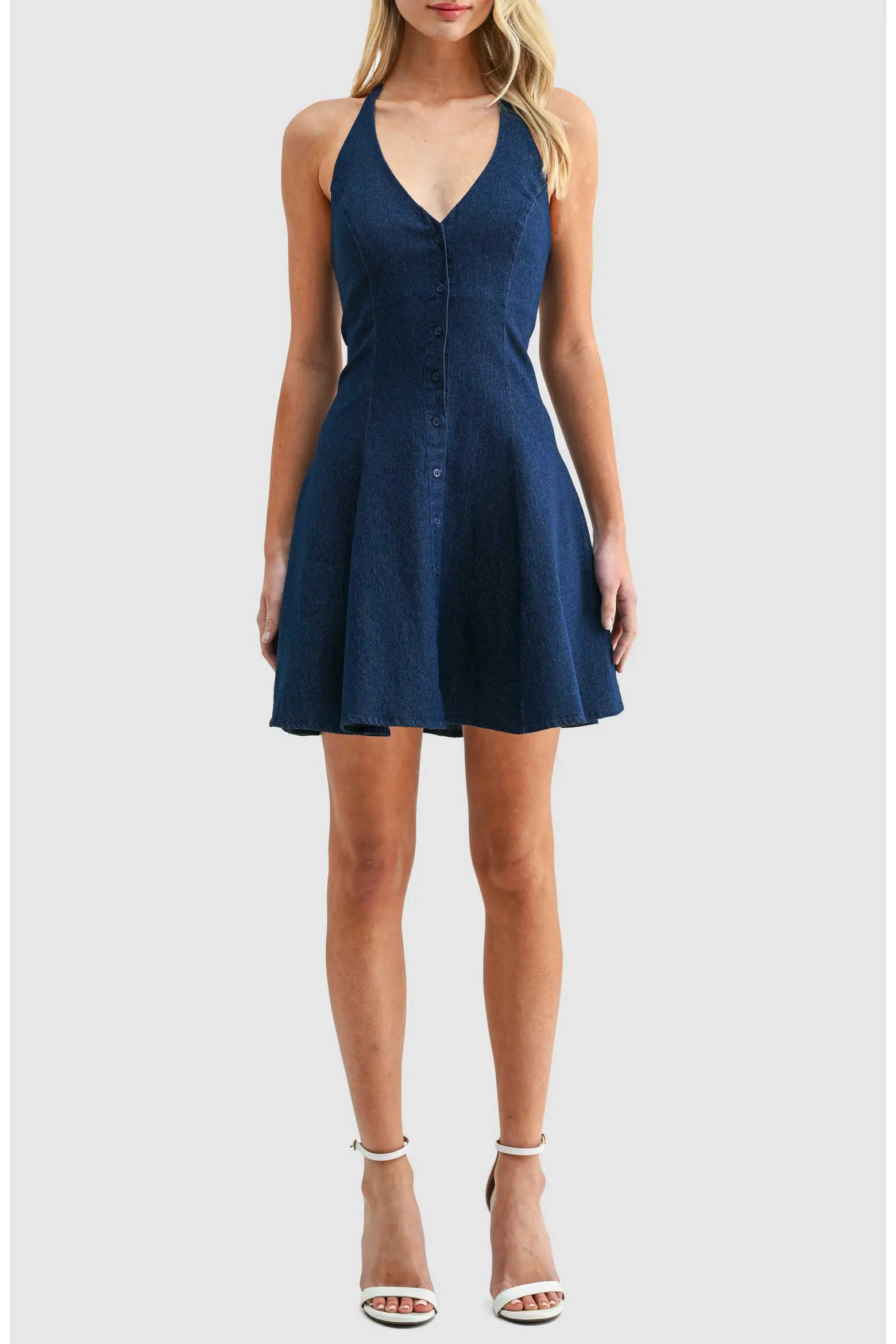 Denim Halter Minidress (Women) | Nordstrom | Nordstrom