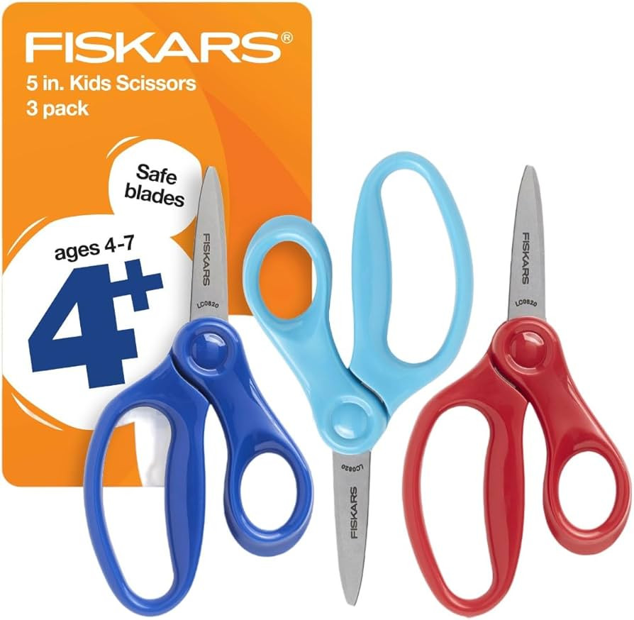 Fiskars 5" Pointed-Tip Scissors for Kids 4-7 (3-Pack) - Scissors for School or Crafting - Back to... | Amazon (US)