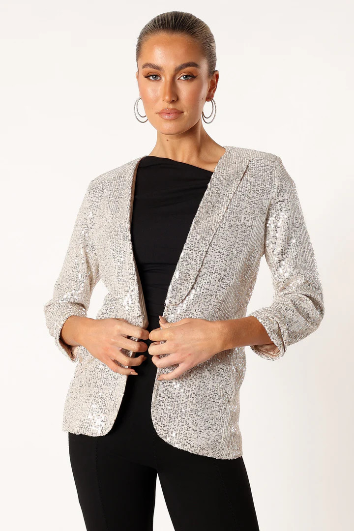 Camille Sequin Blazer - Silver | Petal & Pup (US)