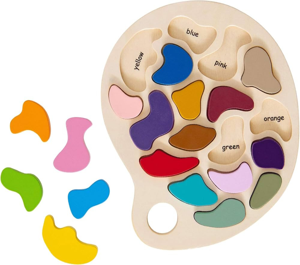 THE FRECKLED FROG Artist Palette Puzzle - Wooden Puzzle for 3, 4 and 5 Year Olds - Practice Color... | Amazon (US)
