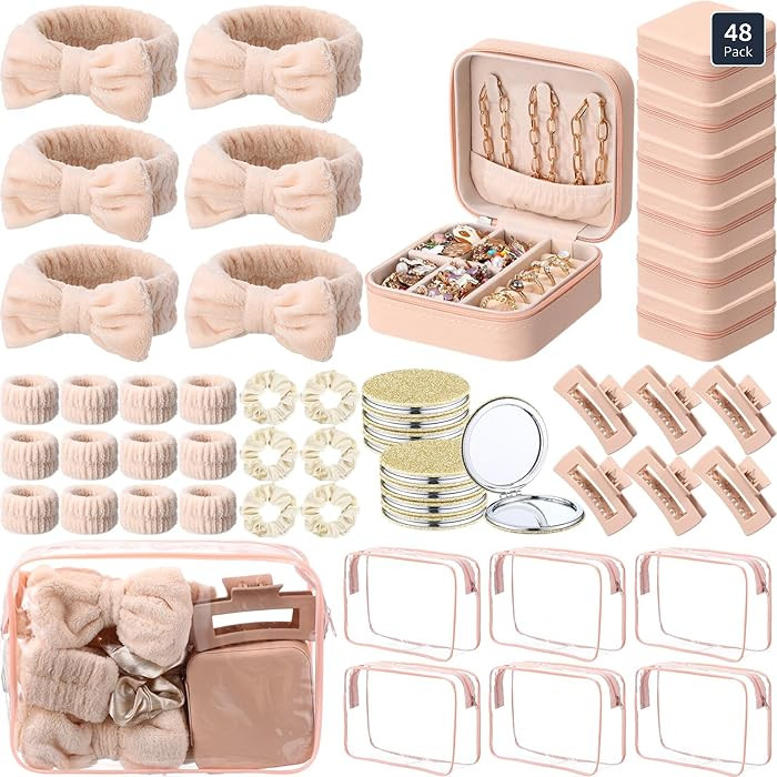 Spa Party Favors Pink Sleepover Party Supplies Bow Headband Wristband Scrunchies Hair Clip Jewelr... | Amazon (US)