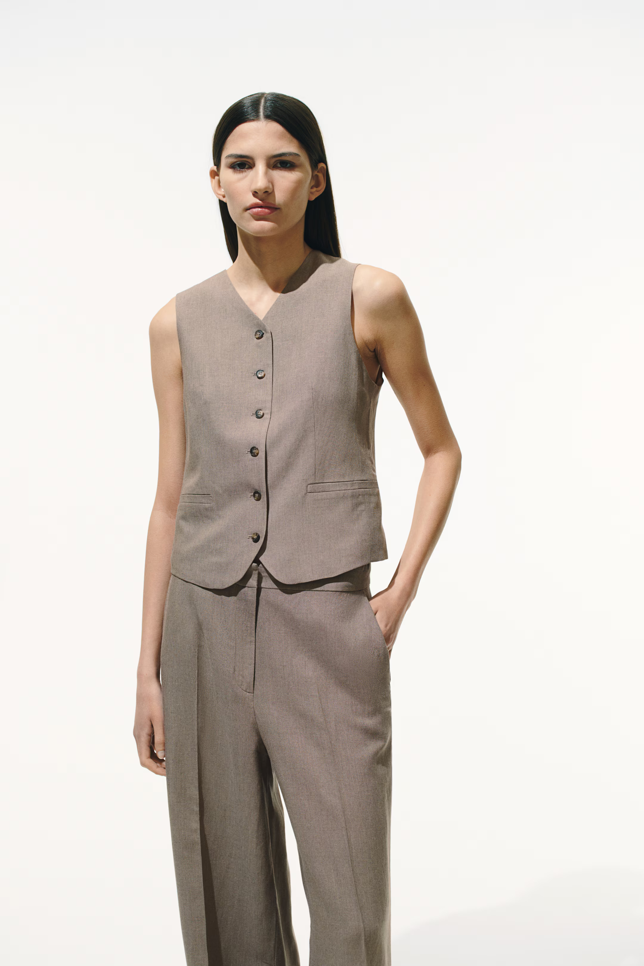 Linen-blend suit waistcoat | H&M (UK, MY, IN, SG, PH, TW, HK)
