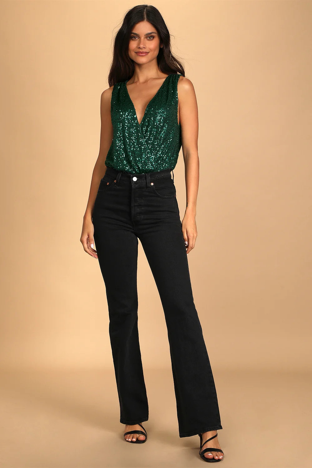 Evening of Wonder Emerald Green Sequin Cowl Back Bodysuit | Lulus (US)