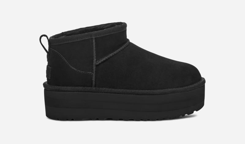 UGG® Women's Classic Ultra Mini Platform Suede Classic Boots in Black, Size 12 | UGG (US)