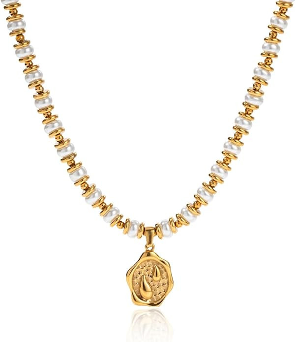 NUZON 2-Tone Interlocking | Sunburst Heart | CZ Evil Eye | Single Pear | Love Heart Pendant Neckl... | Amazon (US)