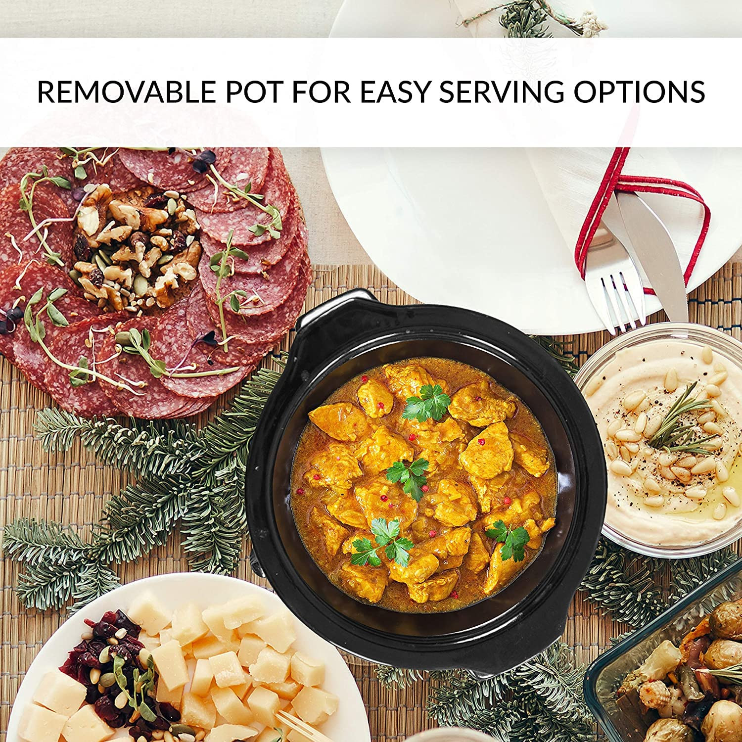 Sunvivi Dual Pot Slow Cooker, 2 Pot Small Mini Crock Buffet Server and Warmer, Upgraded Oval Cera... | Amazon (US)