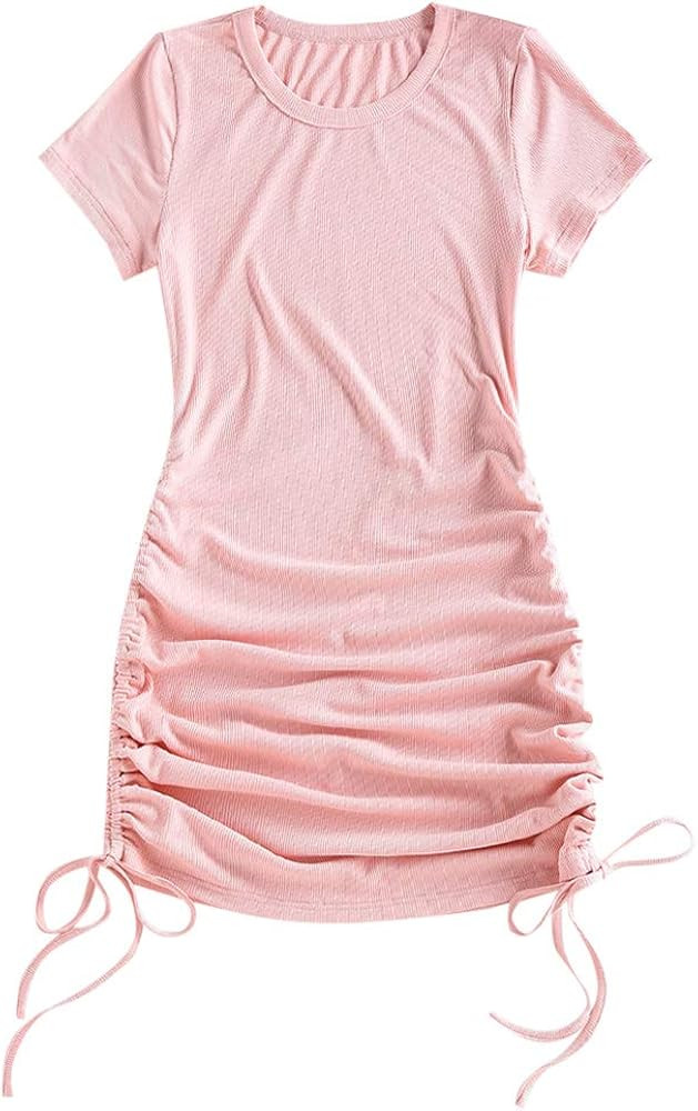 ZAFUL Women's Tie Dye Short Sleeve Cinched Ribbed Knit Mini Bodycon Dress | Amazon (US)