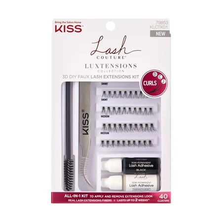 KISS Lash Couture Luxtension False Eyelashes Lash Extension Kit 12 mm 40 Wisps | Walmart (US)