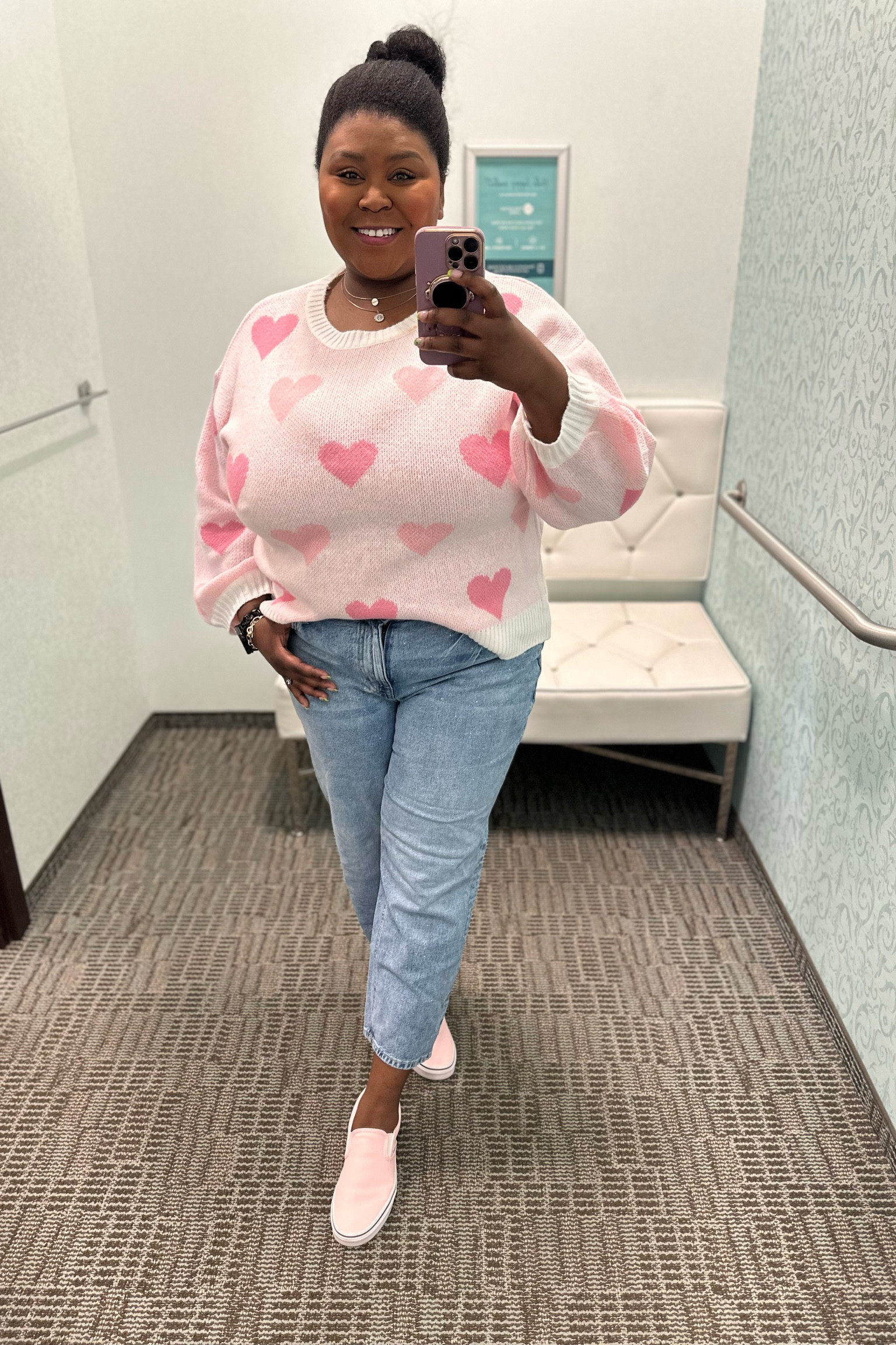 Hearts | sweater | jeans | vans