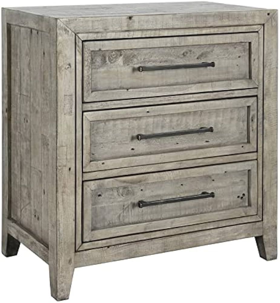 Kosas Home Ridge 3-Drawer Transitional Reclaimed Pine Nightstand in Khaki Gray | Amazon (US)