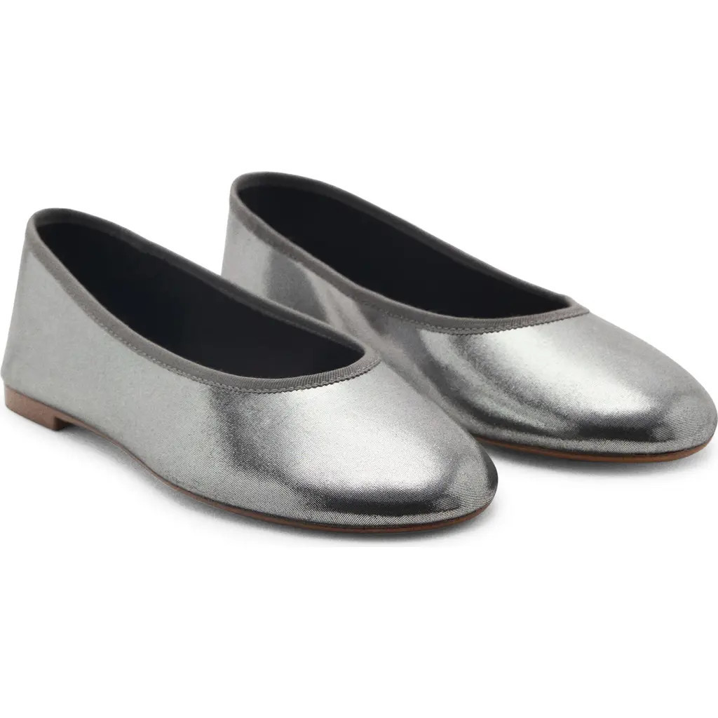 MANGO Metallic Ballet Flat in Dark Silver at Nordstrom, Size 7.5Us | Nordstrom