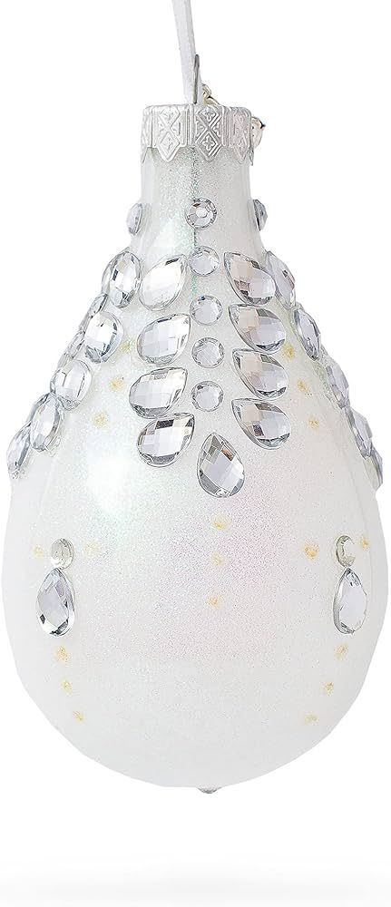 Diamonds on Clear Waterdrop Finial Glass Christmas Ornament | Amazon (US)