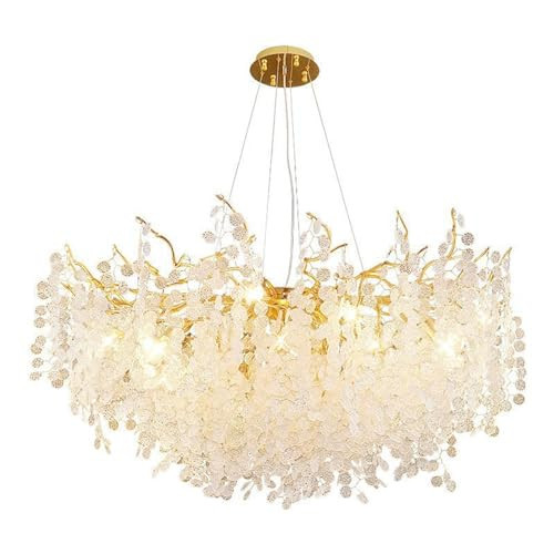 FGDIUCV Modern Crystal Chandeliers Luxury Gold Money Tree Branch Chandelier Pendant Lighting High Ceiling Light Fixtures for Dining Room,Bedroom,Living Room,Rectangular 100cm | Amazon (US)