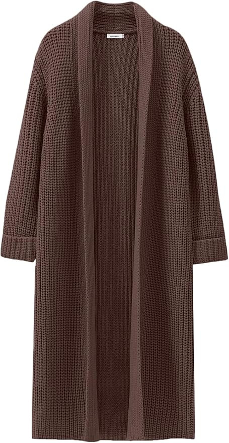 ANRABESS Women Knit Long Cardigan Long Sleeve Open Front Lapel Oversized Sweater Coat 2023 Fall C... | Amazon (US)