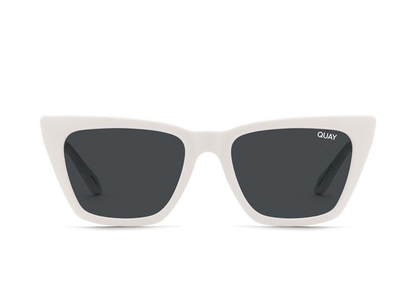 Quay Call the Shots White Cat Eye Frame / Smoke Lenses Sunglasses | JTV Jewelry