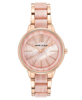 Women's Rose Gold-Tone & Pink Marble Acrylic Bracelet Watch 37mm | Macy's