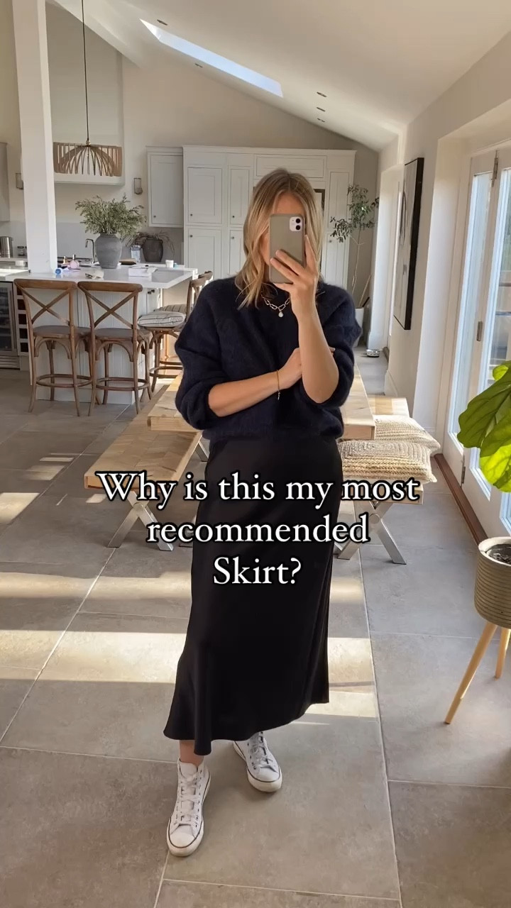 This is my favourite skirt to add into a smaller wardrobe… 
Here’s my thinking behind the recommendation….

- It’s easy to style and do effortless 
- It moves beautifully and does that understated sexy thing so well, which makes a huge difference to how you feel in your clothes! 
- It’s versatile and can be dressed up and down with ease- literally just switch your footwear. 
- It’s a timeless silhouette that never looks dated 
- This one in particular doesn’t cling and if you’re worried comes with a separate slip lining. 
- The waistband is elasticated and comfortable 
- It comes in two lengths and 4 shades. 
- It’s a great weighty quality and offers value for money at £35

I wear a large regular length and I’m a U.K. 14 5ft 7.5 

#LTKstyletip #LTKwinter #LTKuk