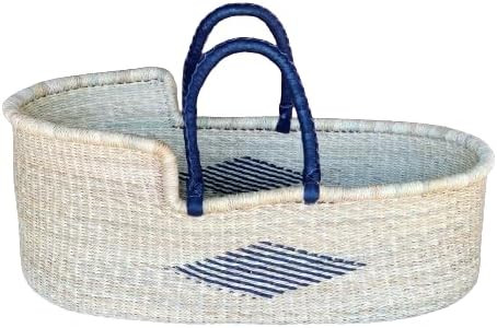 Organic Baby Moses Bassinet Handmade Toddler Bed with Black Handles - Dye FreeBlack/Natural Mix B... | Amazon (US)