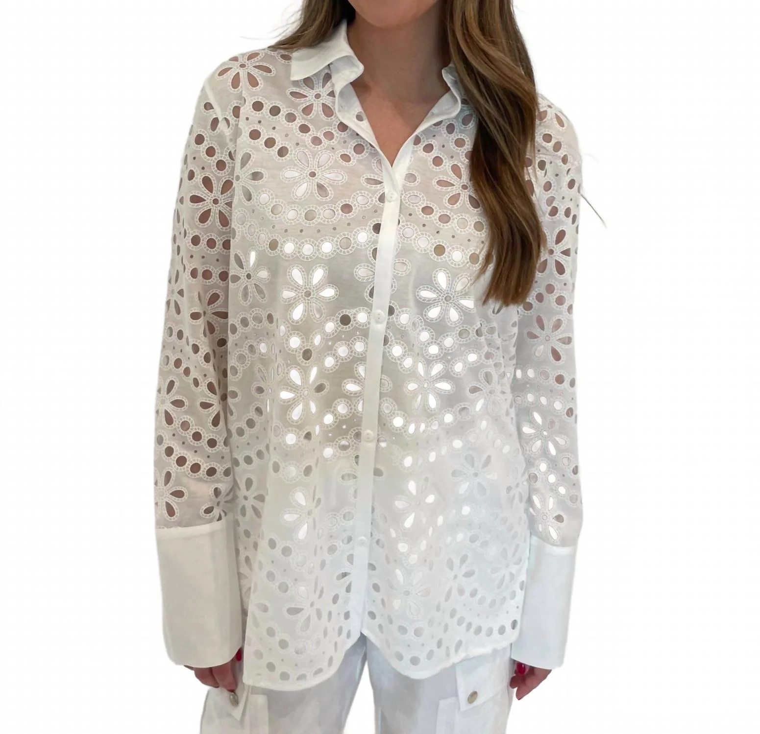 Flower Button Down Shirt In White | Shop Simon