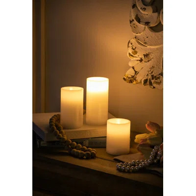 Lefancy Set of 3 White LED Candles with Remote Timer, L:D3X6" M:D3X5" S:D3X4 | Wayfair Professional