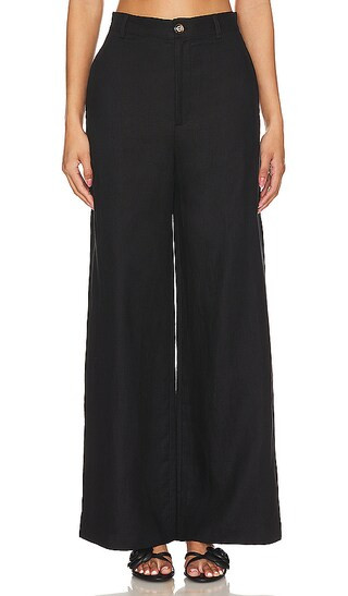 Enya Linen Pant in Black | Revolve Clothing (Global)