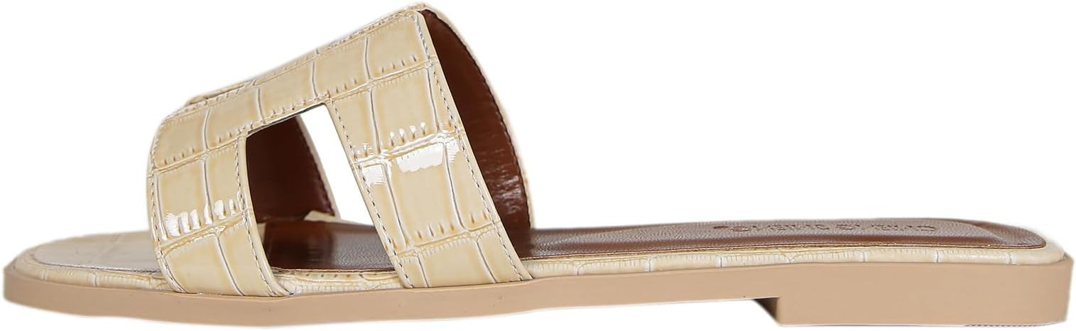 Womens Sandals Dressy Flat Sandals for Women Summer Leather Slide Sandals Comfortable Mules for W... | Amazon (US)