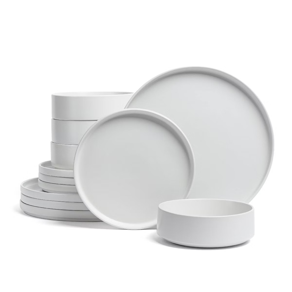 over&back 12pc Stackable Hand-Finished Stoneware Dinnerware Set Semi-Matte | Target
