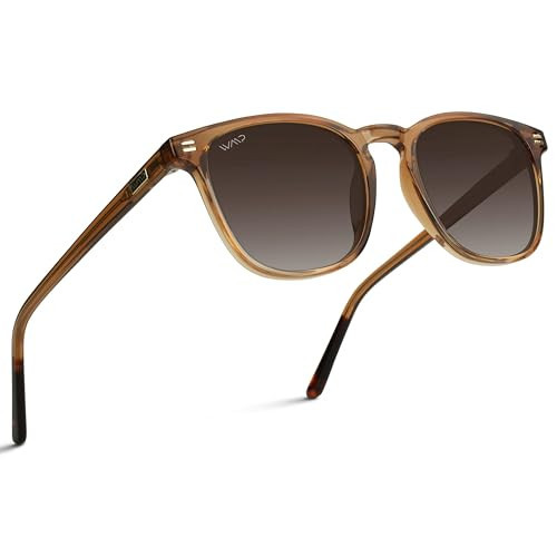 WMP Eyewear - Men's Polarized Modern Rounded Square Sunglasses (Crystal Brown / Brown Gradient Lens) | Amazon (US)