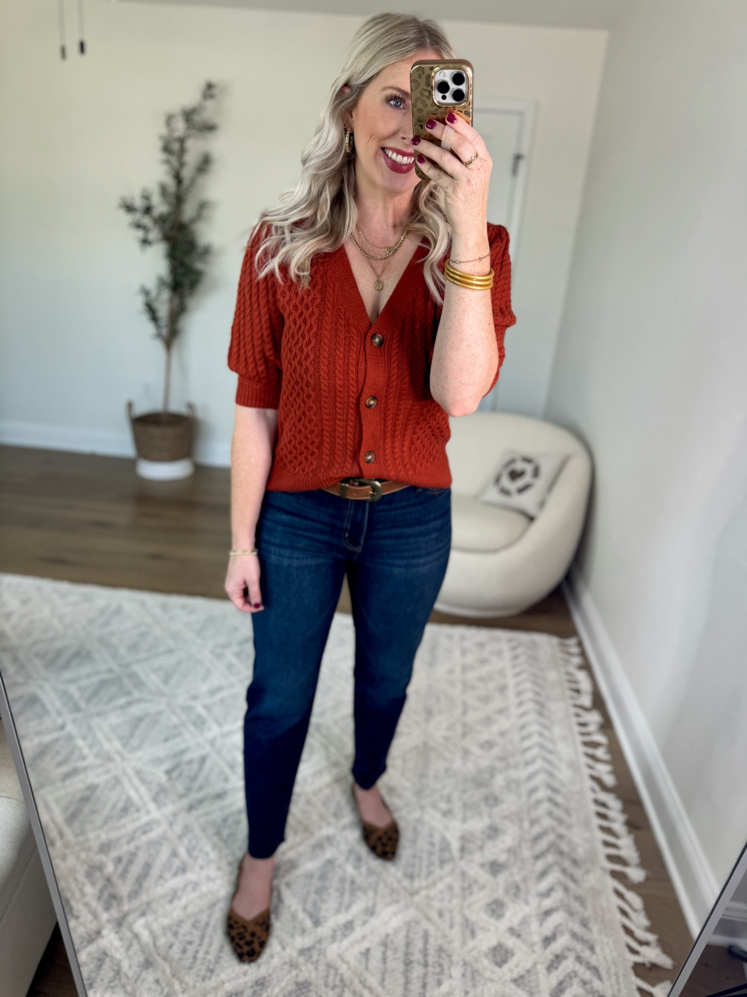 Daily try on, Walmart outfit, Walmart fashion, Walmart try on, time and tru, cable knit cardigan, dark wash jeans, leopard flats 

Medium 

#LTKFindsUnder50 #LTKStyleTip #LTKWorkwear