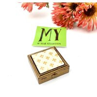 Charming Vintage Fleur De Lis Gold Tone Metal Square Pill Case Divided Box Aged Rare Tiny Gift Idea My40Yearcollection | Etsy (US)